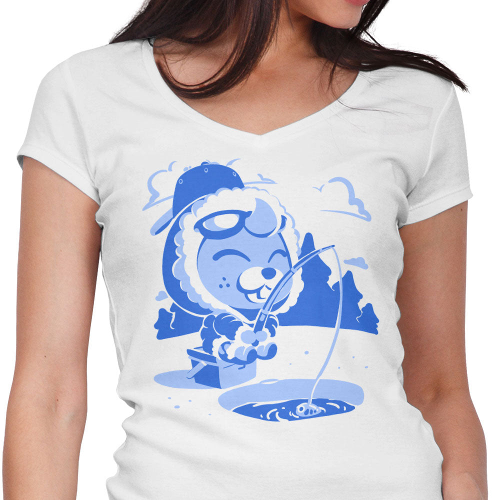 Winter Fishing Women's V-Neck - Adult & Kids T-Shirts, Sweatshirts & Hoodies apparel design preview 1