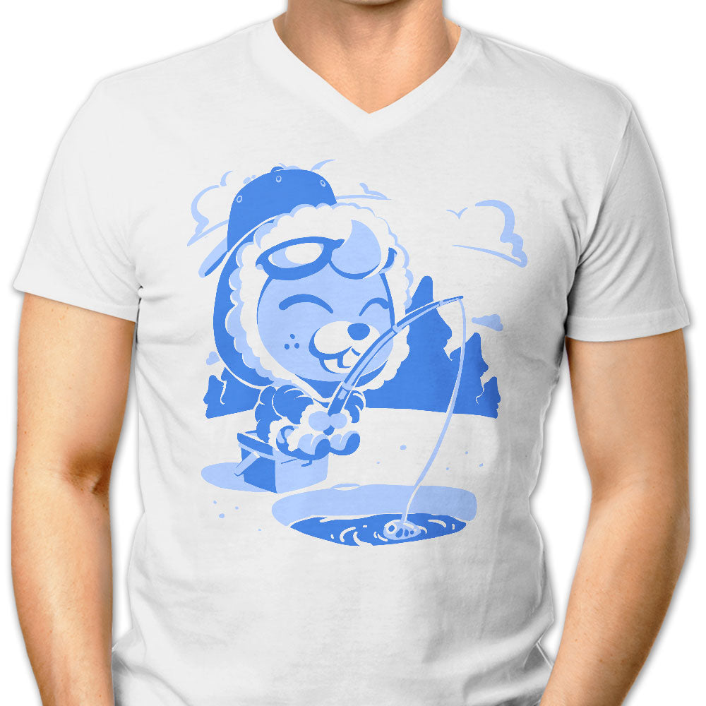Winter Fishing Men's V-Neck - Adult & Kids T-Shirts, Sweatshirts & Hoodies apparel design preview 1