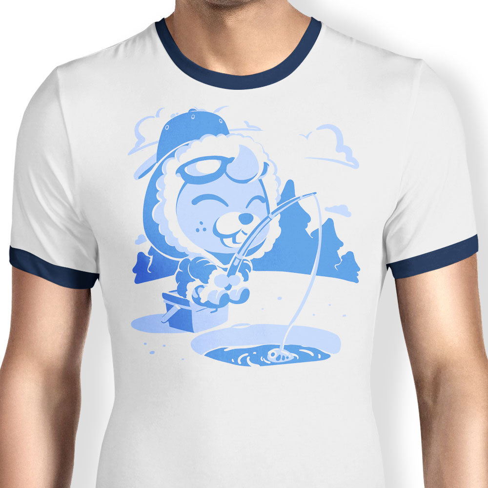 Winter Fishing Ringer - Adult & Kids T-Shirts, Sweatshirts & Hoodies apparel design preview 1