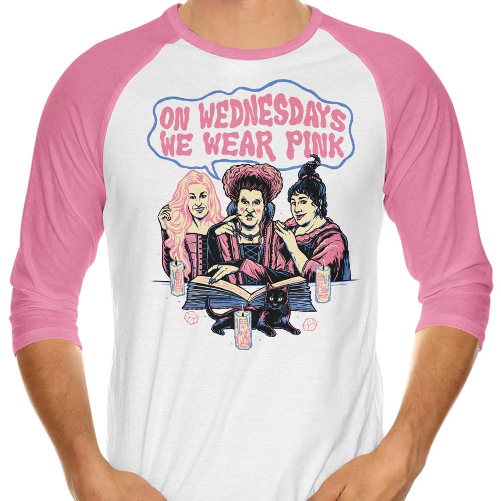 Witches Wear Pink 3/4 Sleeve Raglan - Adult & Kids T-Shirts, Sweatshirts & Hoodies apparel design preview 1