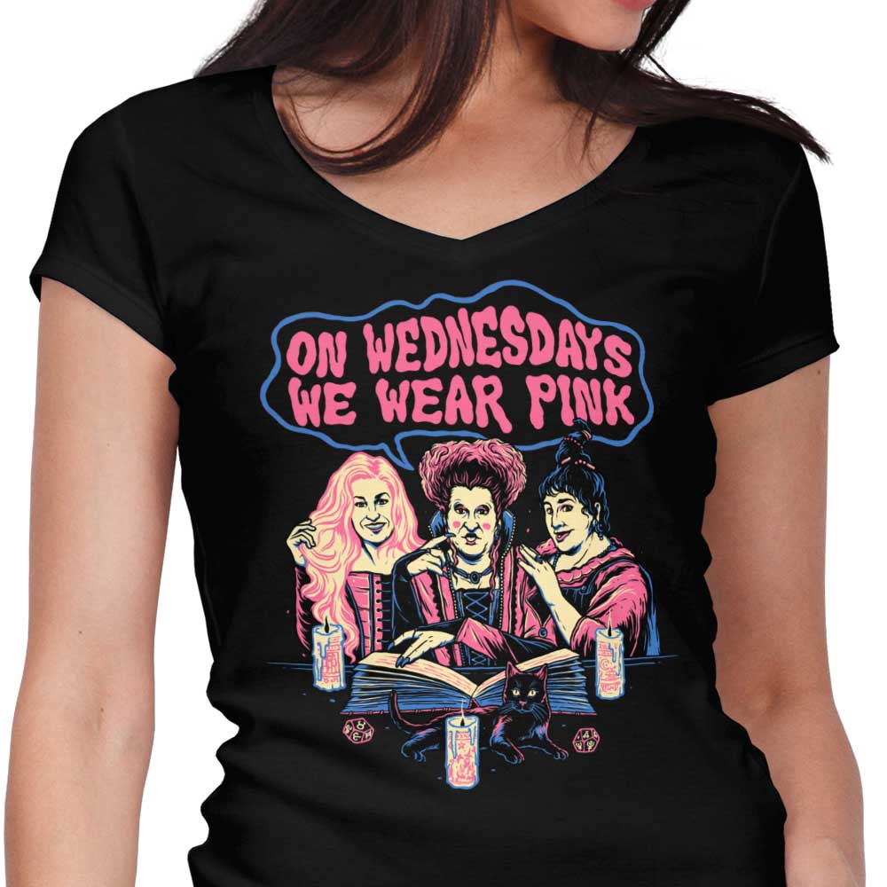 Witches Wear Pink Women's V-Neck - Adult & Kids T-Shirts, Sweatshirts & Hoodies apparel design preview 1