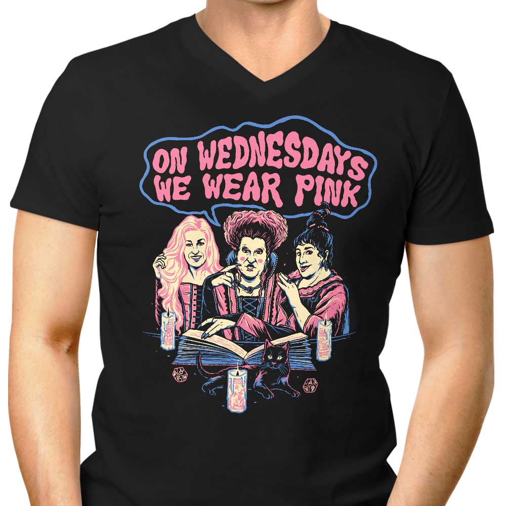 Witches Wear Pink Men's V-Neck - Adult & Kids T-Shirts, Sweatshirts & Hoodies apparel design preview 1