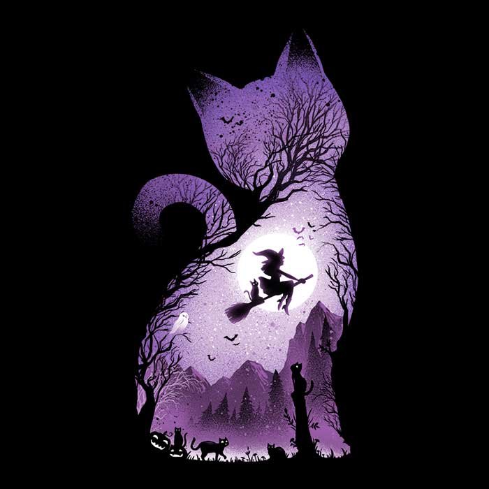 Witch's Cat Men's Apparel - Adult & Kids T-Shirts, Sweatshirts & Hoodies apparel design preview 2
