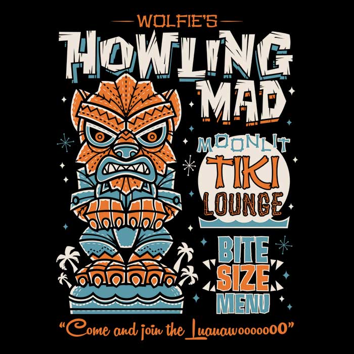 Wolfie Tiki Men's Apparel - Adult & Kids T-Shirts, Sweatshirts & Hoodies apparel design preview 2