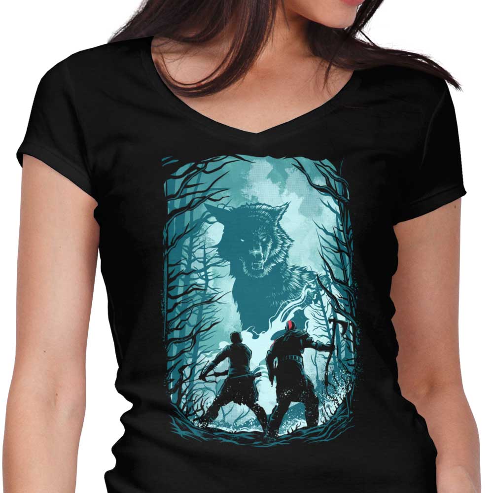 Wolves and Gods Women's V-Neck - Adult & Kids T-Shirts, Sweatshirts & Hoodies apparel design preview 1