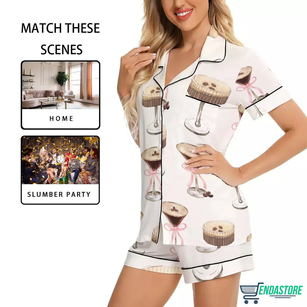 Women’s Espresso Martini Pink Bow Pajama Set product image 4
