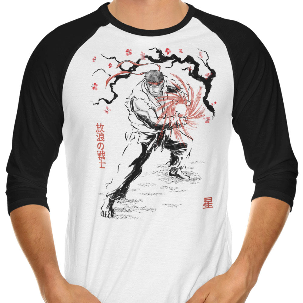 World Warrior Sumi-e 3/4 Sleeve Raglan - Adult & Kids T-Shirts, Sweatshirts & Hoodies apparel design preview 1