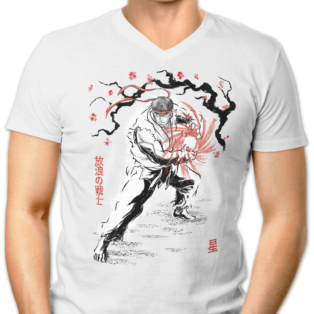 World Warrior Sumi-e Men's V-Neck - Adult & Kids T-Shirts, Sweatshirts & Hoodies apparel design preview 1