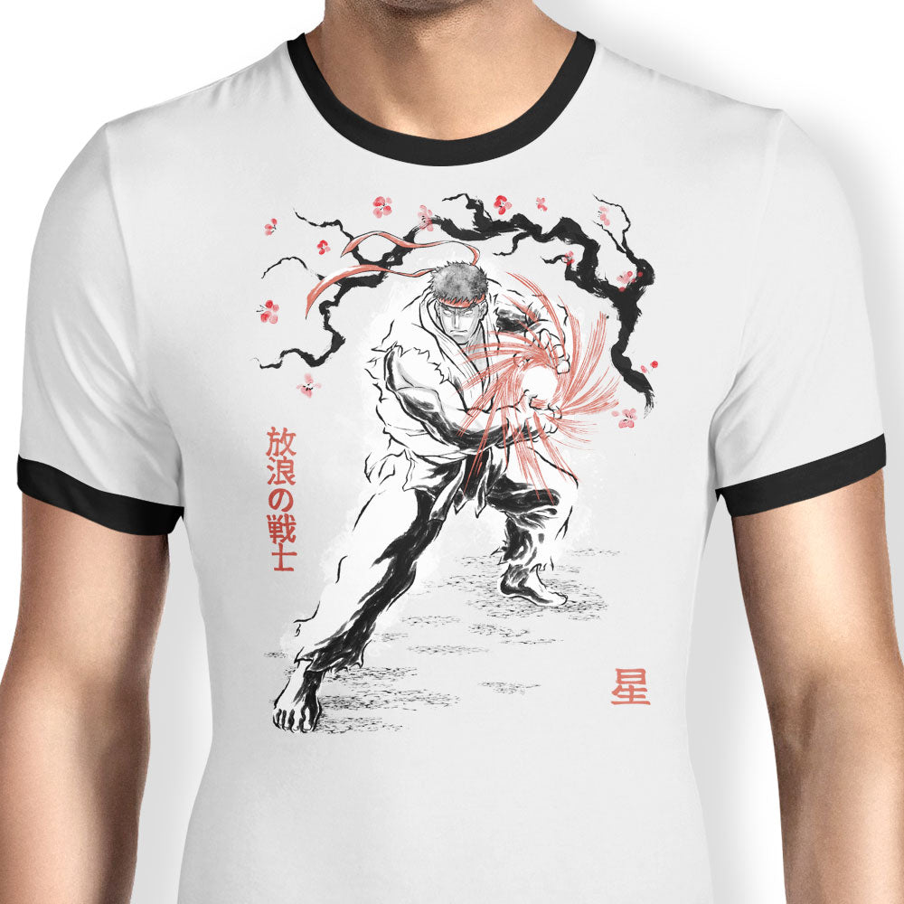 World Warrior Sumi-e Ringer - Adult & Kids T-Shirts, Sweatshirts & Hoodies apparel design preview 1