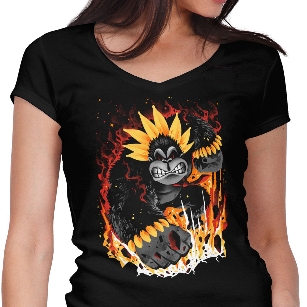 Wreck It Kong Women's V-Neck - Adult & Kids T-Shirts, Sweatshirts & Hoodies apparel design preview 1