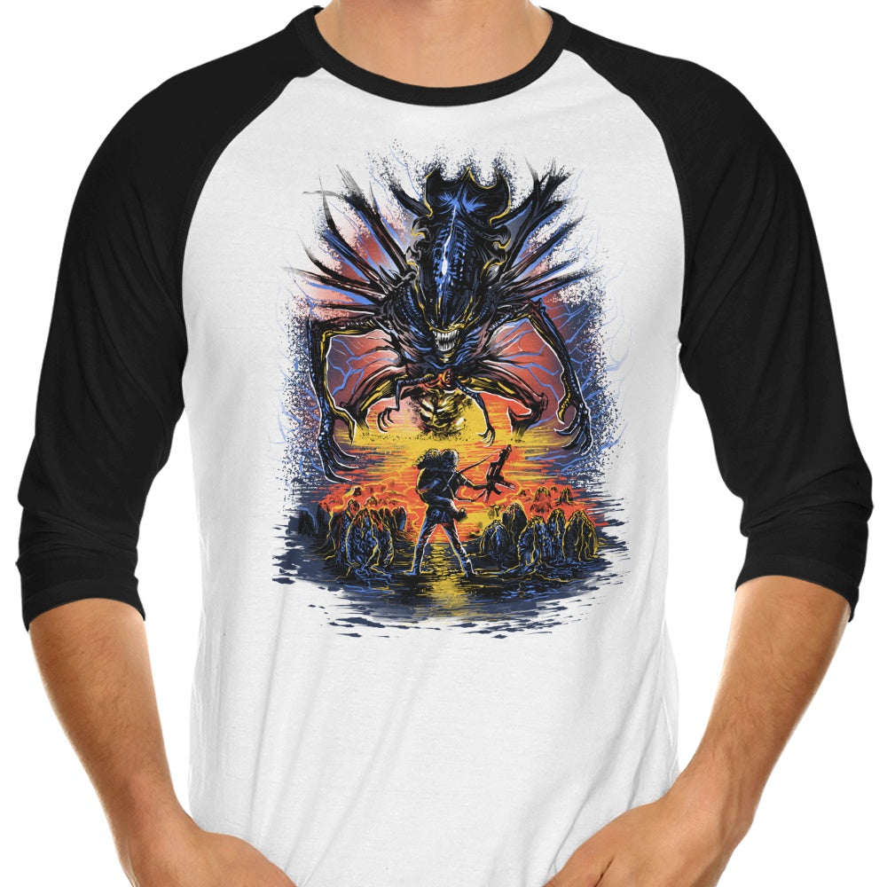 Xeno Shall Not Pass 3/4 Sleeve Raglan - Adult & Kids T-Shirts, Sweatshirts & Hoodies apparel design preview 1