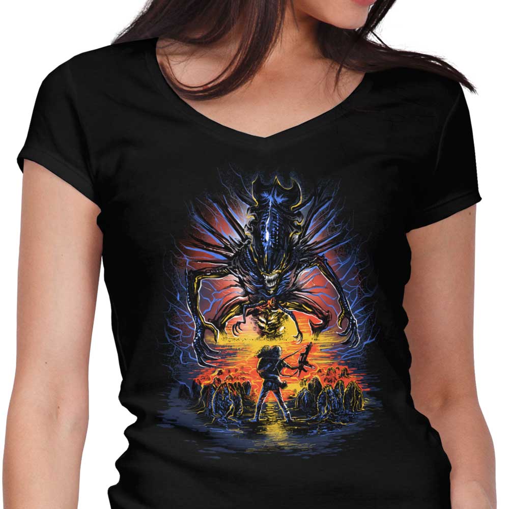 Xeno Shall Not Pass Women's V-Neck - Adult & Kids T-Shirts, Sweatshirts & Hoodies apparel design preview 1