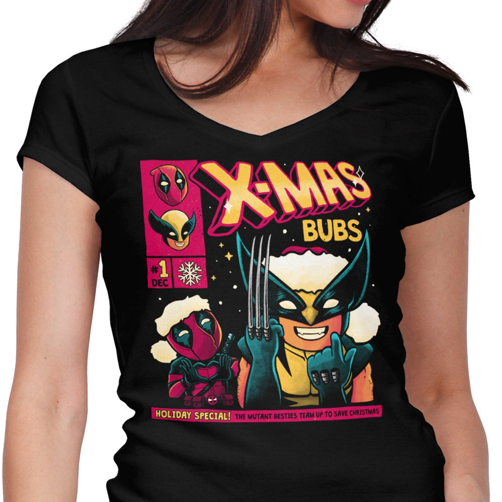 Xmas Bubs Women's V-Neck - Adult & Kids T-Shirts, Sweatshirts & Hoodies apparel design preview 1