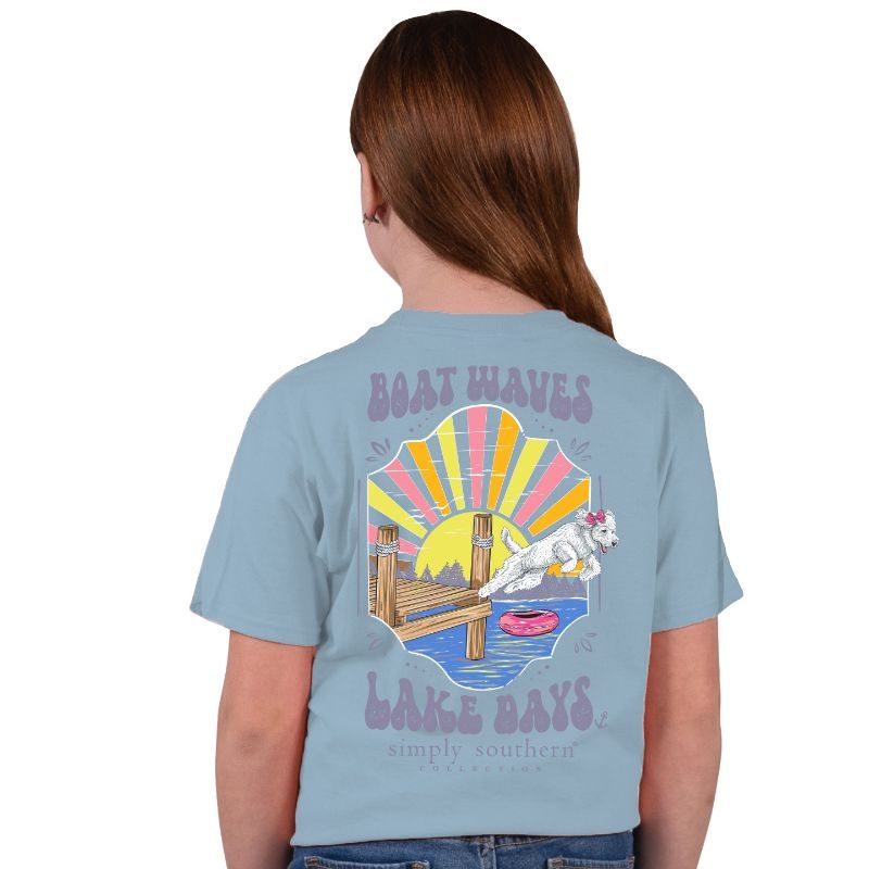 Simply Southern Boat Waves Lake Days - Adult & Kids T-Shirts, Sweatshirts & Hoodies apparel design preview 2