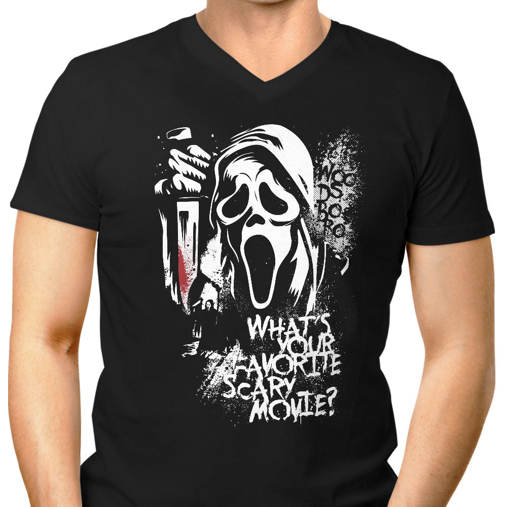 Your Favorite Scary Movie Men's V-Neck - Adult & Kids T-Shirts, Sweatshirts & Hoodies apparel design preview 1