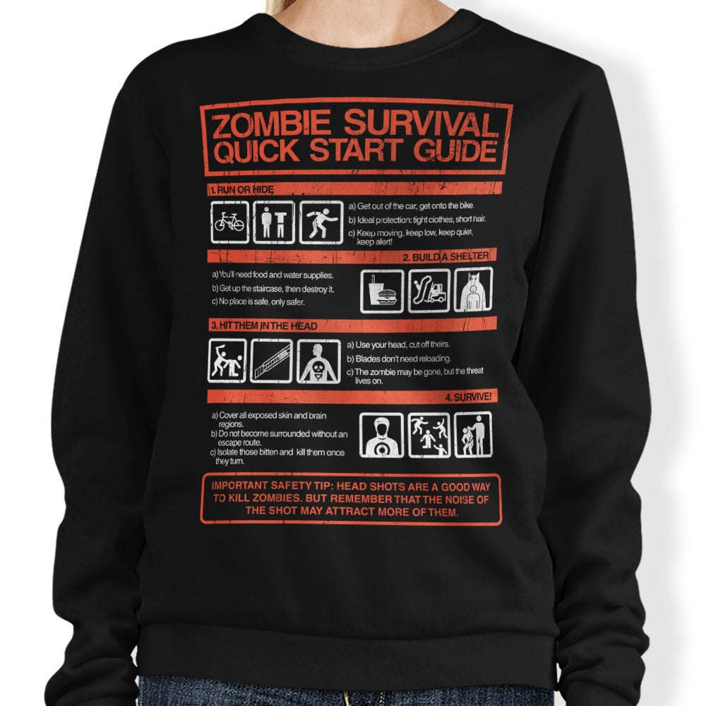 Zombie Survival Quick Start Guide - Adult & Kids T-Shirts, Sweatshirts & Hoodies apparel design preview 1