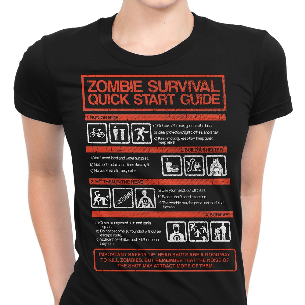 Zombie Survival Quick Start Guide Women's Apparel - Adult & Kids T-Shirts, Sweatshirts & Hoodies apparel design preview 1