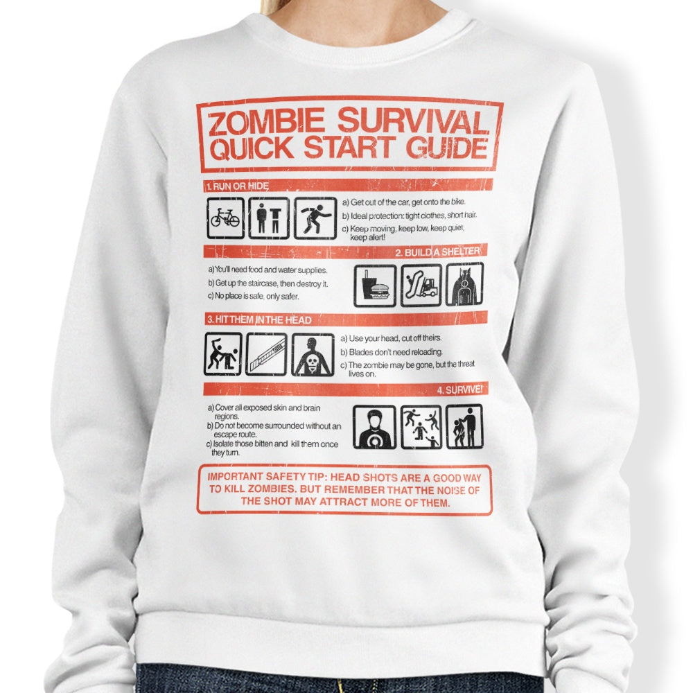 Zombie Survival Quick Start Guide (Alt) - Adult & Kids T-Shirts, Sweatshirts & Hoodies apparel design preview 1