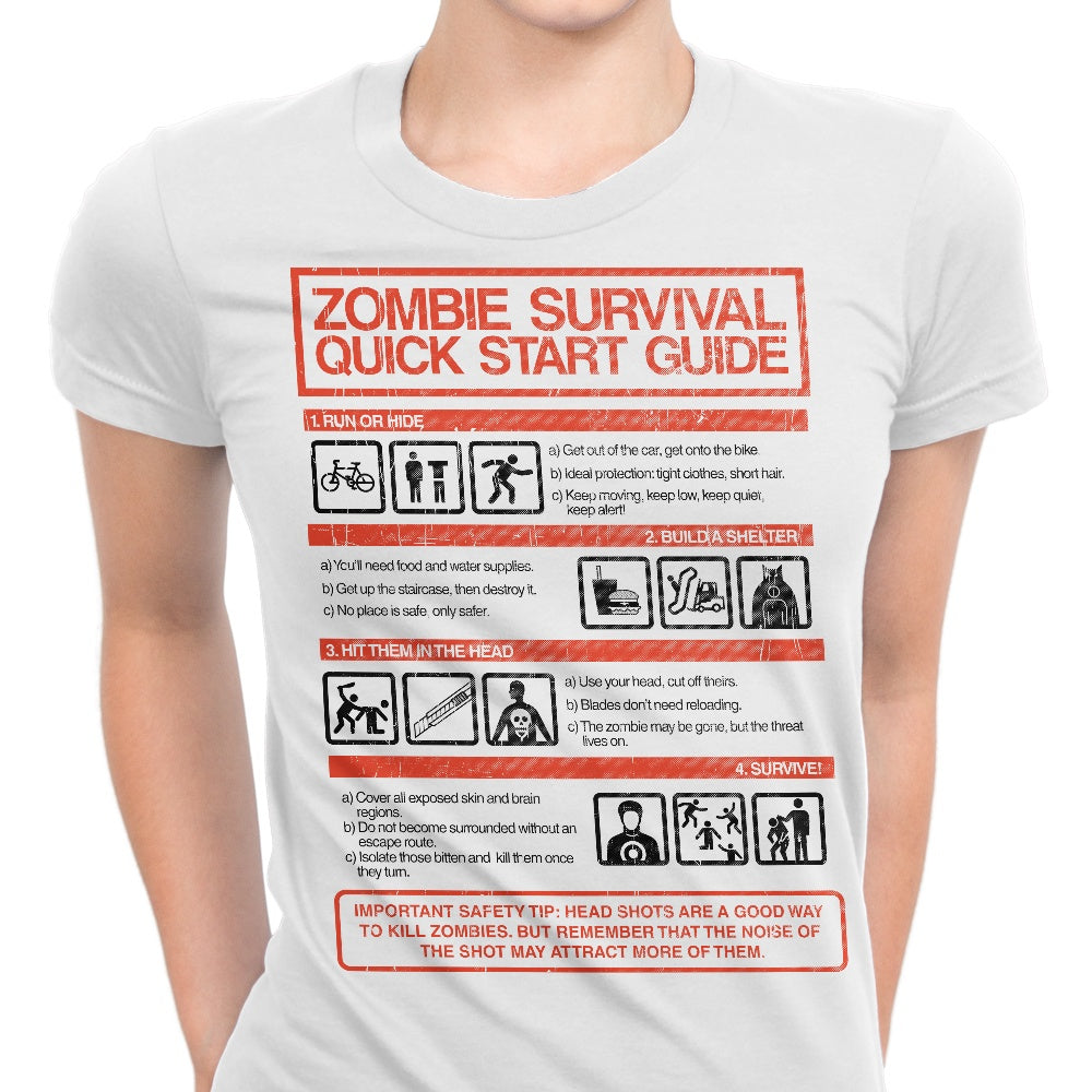 Zombie Survival Quick Start Guide (Alt) Women's - Adult & Kids T-Shirts, Sweatshirts & Hoodies apparel design preview 1