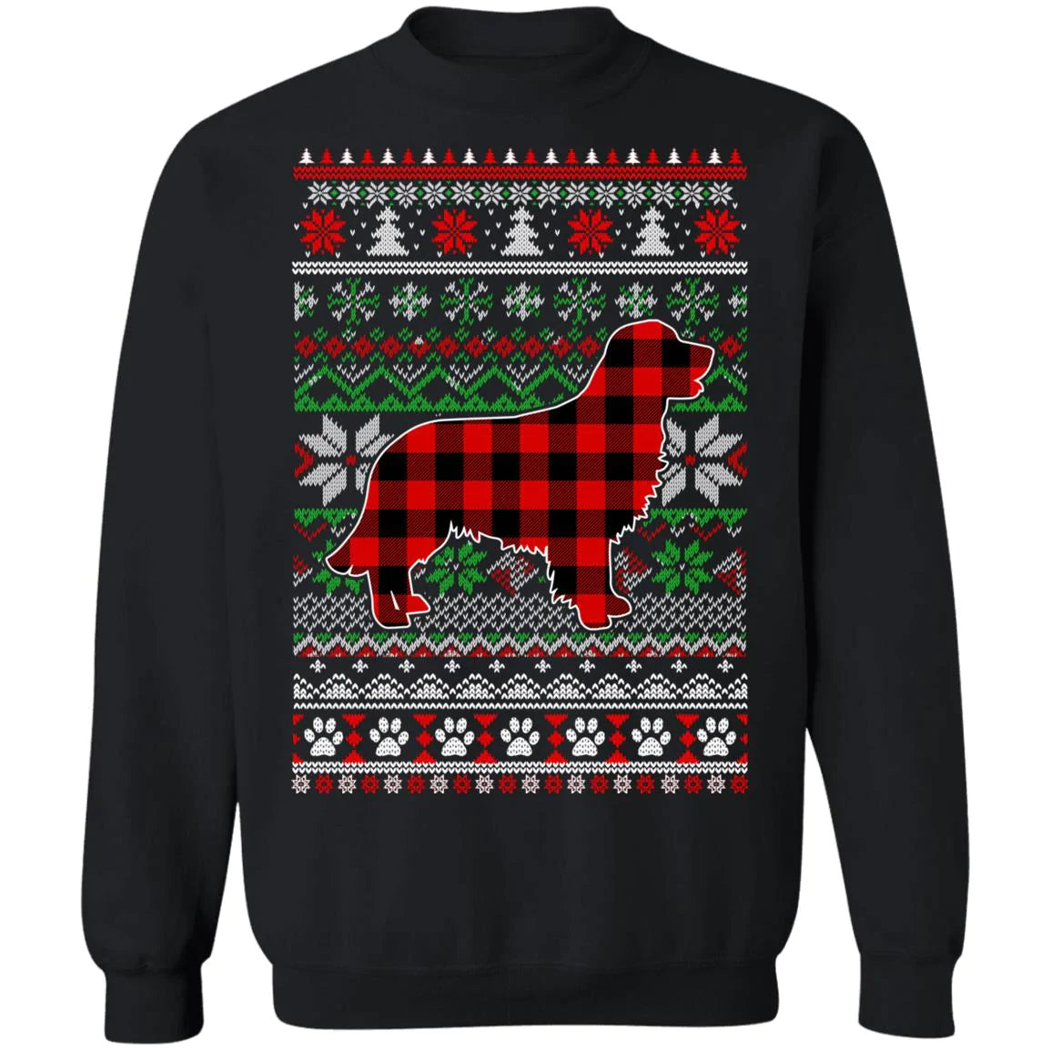 Golden retriever red plaid Christmas sweater product image 2