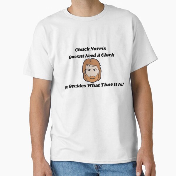 "Chuck Norris Doesnt Need A Clock" Funny Joke Design! - Adult & Kids T-Shirts, Sweatshirts & Hoodies apparel design preview 1