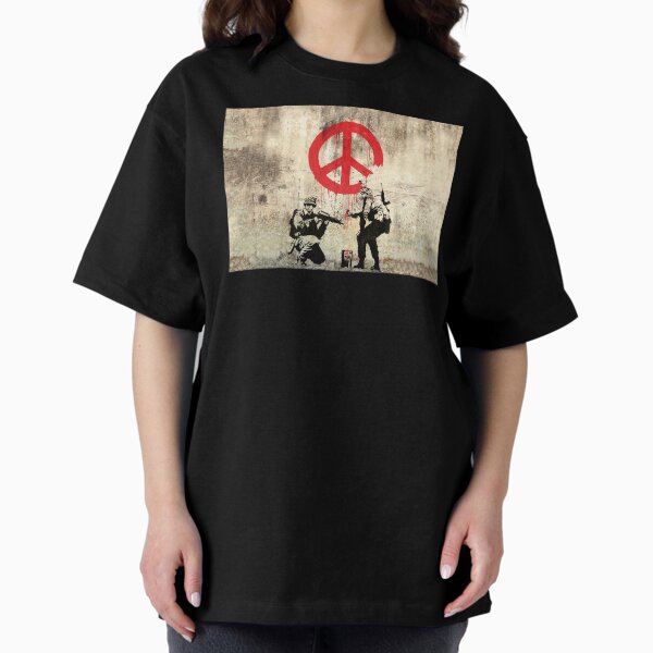 Soldiers Painting Peace Symbol On Wall Banksy - Adult & Kids T-Shirts, Sweatshirts & Hoodies apparel design preview 1