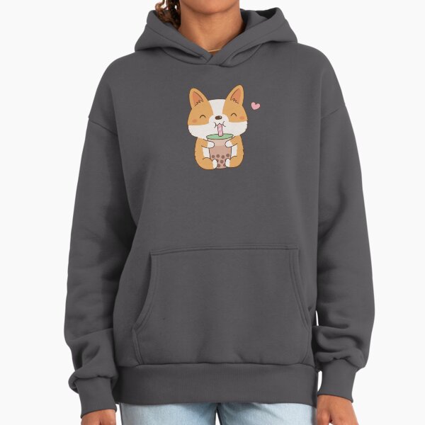 Cute Corgi Loves Bubble Tea - Adult & Kids T-Shirts, Sweatshirts & Hoodies apparel design preview 1