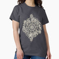 Cream Floral Moroccan Pattern on Deep Indigo Ink - Adult & Kids T-Shirts, Sweatshirts & Hoodies apparel design preview 1