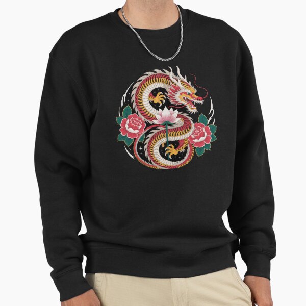 Chinese dragon with blooming lotus flowers ,Legendary - Adult & Kids T-Shirts, Sweatshirts & Hoodies apparel design preview 1