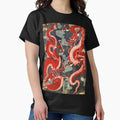 TWO DRAGONS JAPANESE WOODCUT IN RED BLACK WHITE - Adult & Kids T-Shirts, Sweatshirts & Hoodies apparel design preview 1