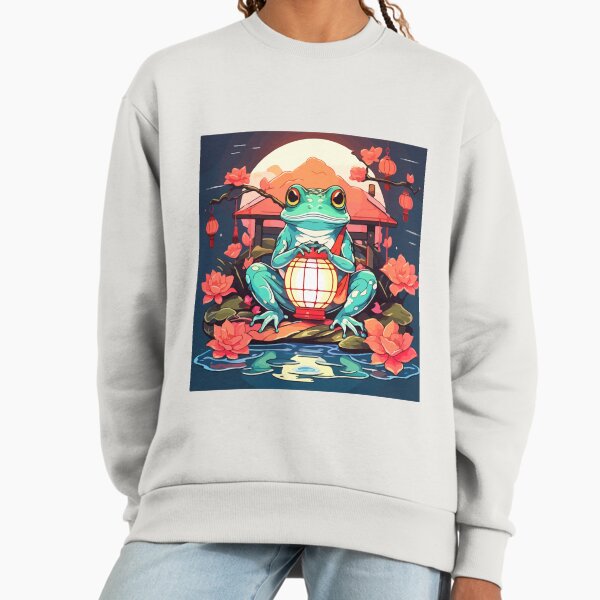 Frog with a Japanese lantern, lotus flower, and - Adult & Kids T-Shirts, Sweatshirts & Hoodies apparel design preview 1