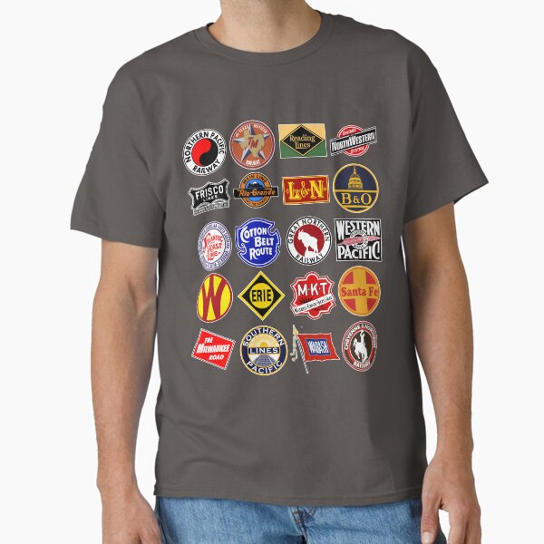 Vintage defunct Railroad Railway logos Trains hobby - Adult & Kids T-Shirts, Sweatshirts & Hoodies apparel design preview 1