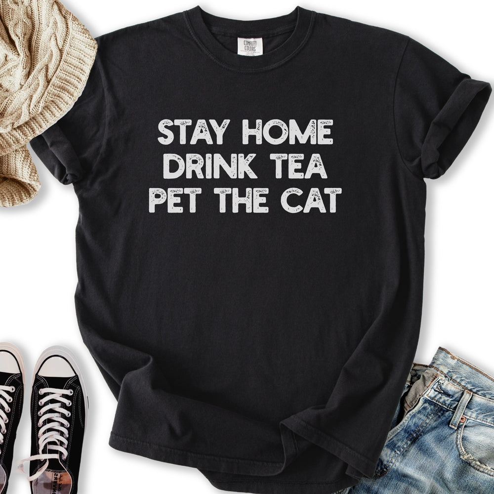 Drink Tea Pet The Cat - Adult & Kids T-Shirts, Sweatshirts & Hoodies apparel design preview 2
