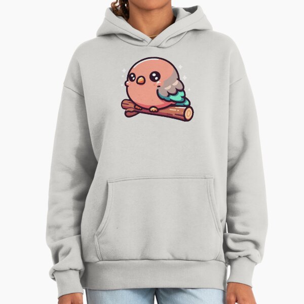 Adorable Round Pink Bird Kawaii Chibi Parakeet - Adult & Kids T-Shirts, Sweatshirts & Hoodies apparel design preview 1
