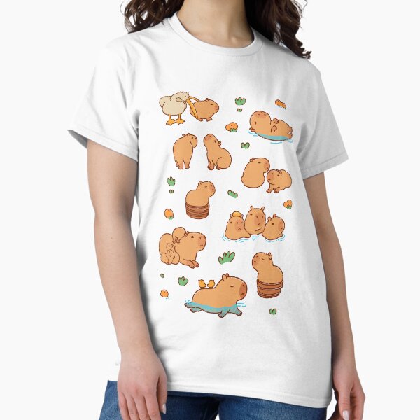 Cute capybara art, illustration seamless pattern - Adult & Kids T-Shirts, Sweatshirts & Hoodies apparel design preview 1
