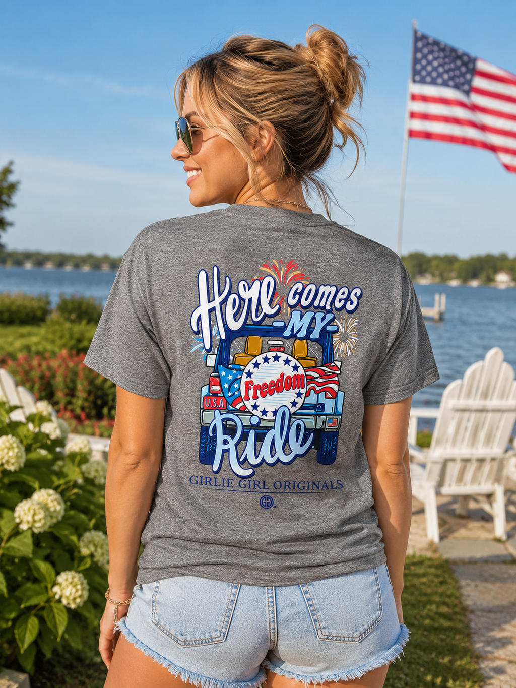 Girlie Girl Originals Freedom Ride USA - Adult & Kids T-Shirts, Sweatshirts & Hoodies apparel design preview 1