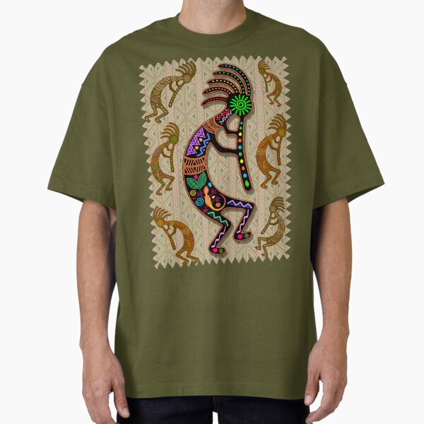 Kokopelli Rainbow Colors on Tribal Pattern - Adult & Kids T-Shirts, Sweatshirts & Hoodies apparel design preview 1