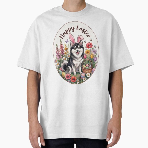 Funny Pomsky Happy Easter Egg Bunny Mom Dad - Adult & Kids T-Shirts, Sweatshirts & Hoodies apparel design preview 1