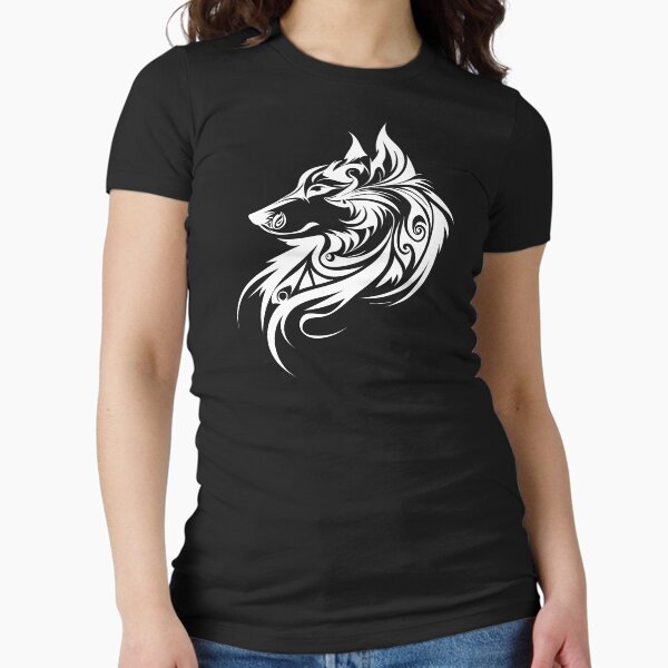 Wolf Silhouette, Legendary Animals, Tribal Art Fitted - Adult & Kids T-Shirts, Sweatshirts & Hoodies apparel design preview 1