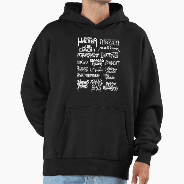 Heavy Metal-style Classical Composers (White Text) - Adult & Kids T-Shirts, Sweatshirts & Hoodies apparel design preview 1