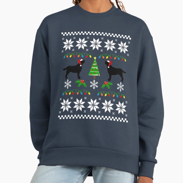 Black Labrador Happy Christmas Sweater Pattern - Adult & Kids T-Shirts, Sweatshirts & Hoodies apparel design preview 1
