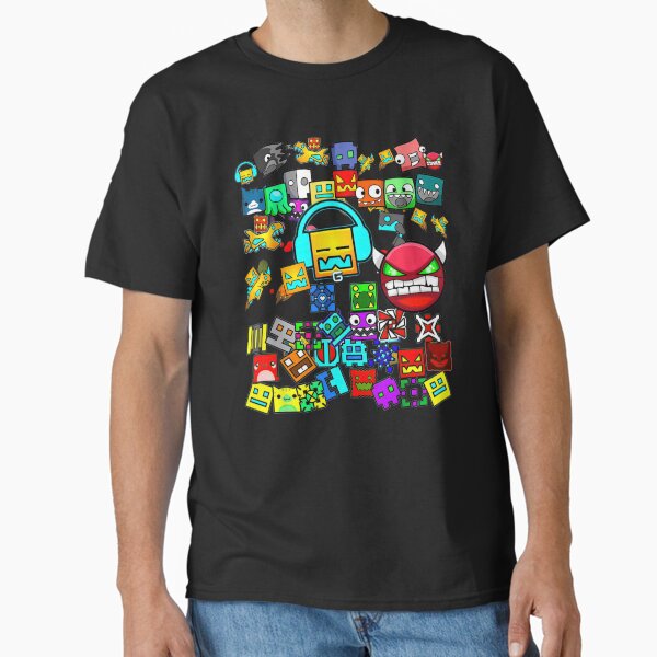 Geometry Dash Icon Collage Gaming Pattern For Pro - Adult & Kids T-Shirts, Sweatshirts & Hoodies apparel design preview 1