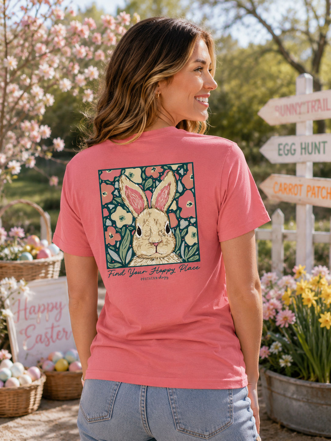 Southernology Hoppy Place Easter Comfort Colors - Adult & Kids T-Shirts, Sweatshirts & Hoodies apparel design preview 1