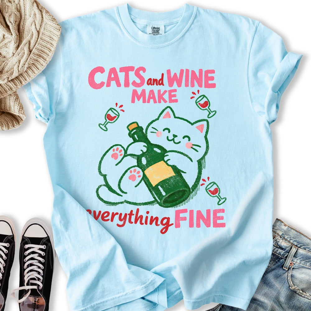 Cats and Wine - Adult & Kids T-Shirts, Sweatshirts & Hoodies apparel design preview 2