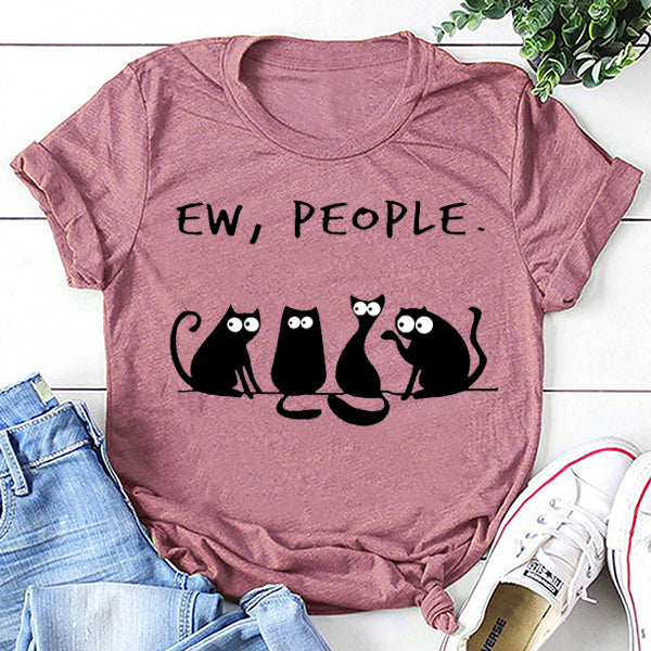 Ew People Cat Cartoon Print Cotton - Adult & Kids T-Shirts, Sweatshirts & Hoodies apparel design preview 3