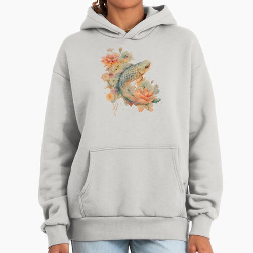 "Floral Japanese Koi Fish." - Adult & Kids T-Shirts, Sweatshirts & Hoodies apparel design preview 1