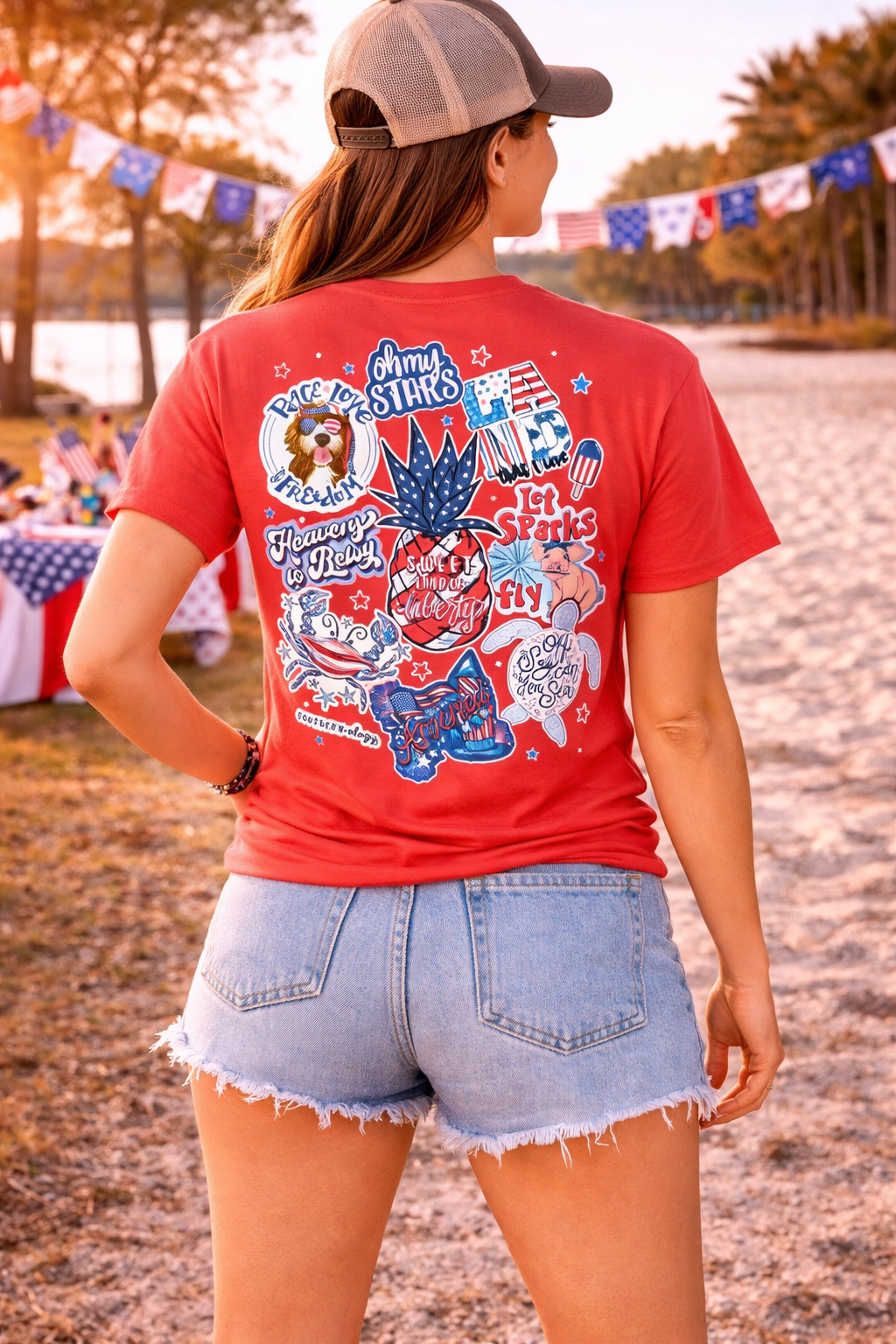 Southernology USA Patriotic Decals Comfort Colors - Adult & Kids T-Shirts, Sweatshirts & Hoodies apparel design preview 1