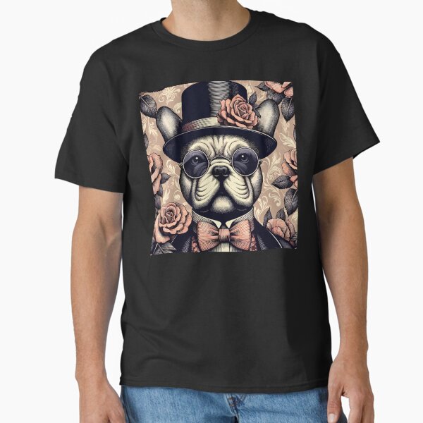 French Bulldog Floral Rose Elegance Retro Vintage - Adult & Kids T-Shirts, Sweatshirts & Hoodies apparel design preview 1