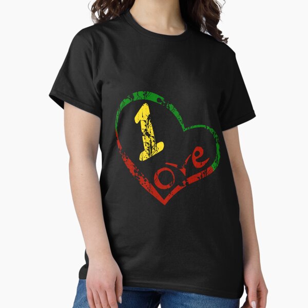 Reggae Heart One Love Rasta Music Jamaica Art - Adult & Kids T-Shirts, Sweatshirts & Hoodies apparel design preview 1