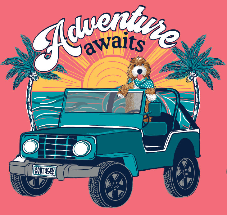 Southernology Adventure Awaits Dog Comfort Colors - Adult & Kids T-Shirts, Sweatshirts & Hoodies apparel design preview 2